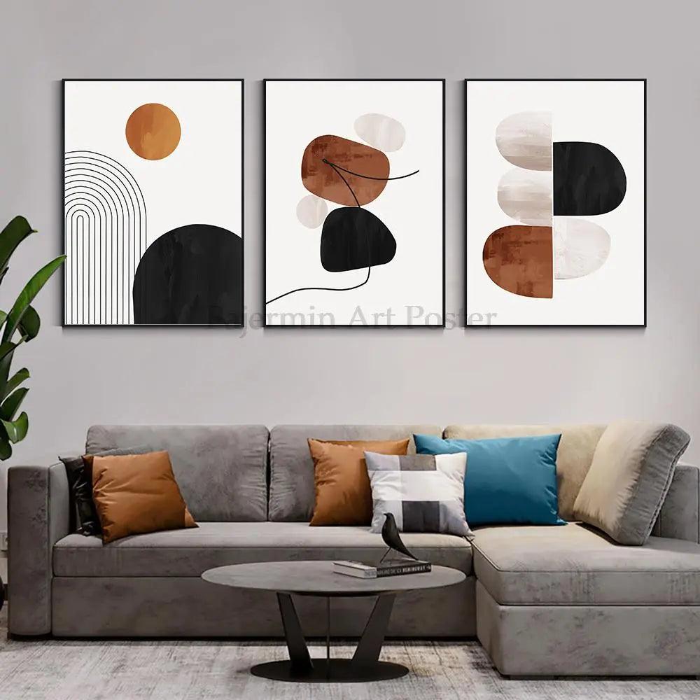 3pcs Geometric Abstract Nordic Canvas Interior Paintings Prints Modern Artwork Poster Pictures Room Decor Cuadros Para Salon