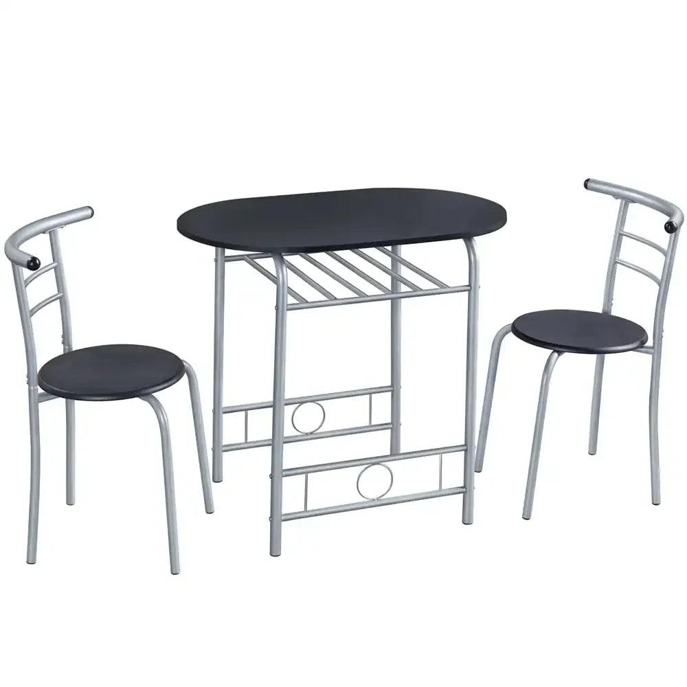 3pcs Modern Dining Set with 1 Round Table 2 Chairs for Home, Black，13.9 Lbs，31.50 X 21.00 X 29.00 Inches