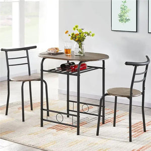 3pcs Modern Dining Set with 1 Round Table 2 Chairs for Home, Black，13.9 Lbs，31.50 X 21.00 X 29.00 Inches