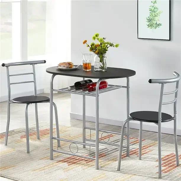 3pcs Modern Dining Set with 1 Round Table 2 Chairs for Home, Black，13.9 Lbs，31.50 X 21.00 X 29.00 Inches