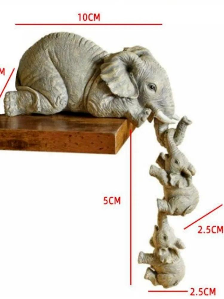 3pcs/set Cute Elephant Figurines Elephant Holding Baby Elephant Resin Crafts Home Furnishing Gift