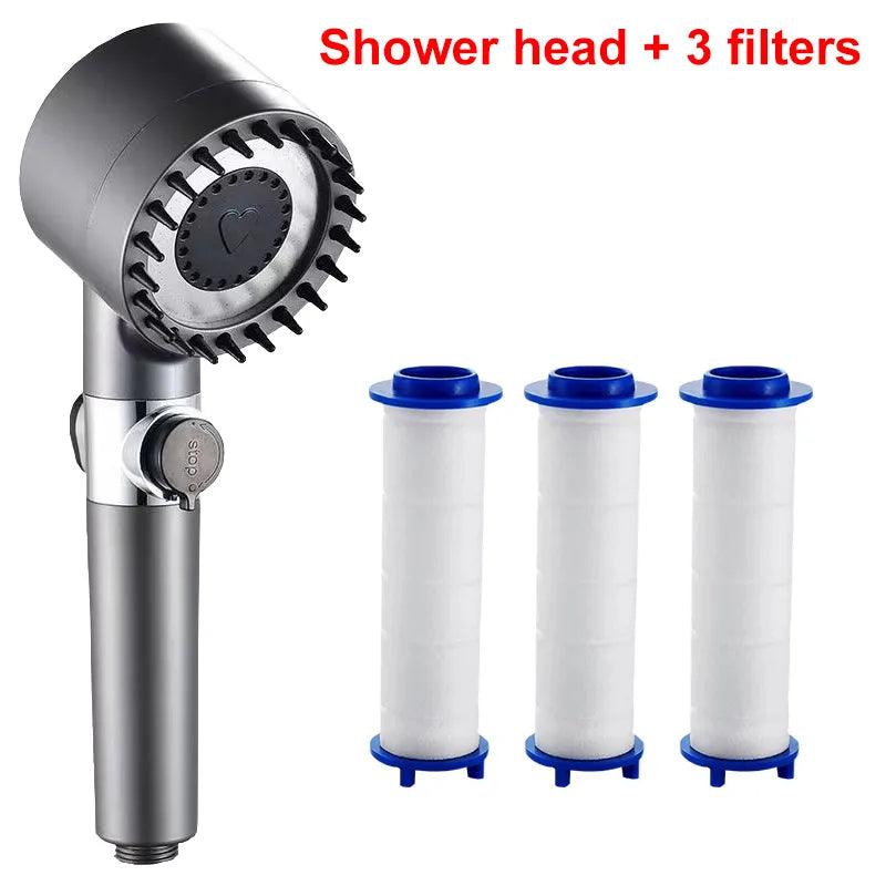 4 Modes Shower Head High Pressure Showerhead One-Key Stop Water Massage Shower Head With Filter Element Bathroom Accessories