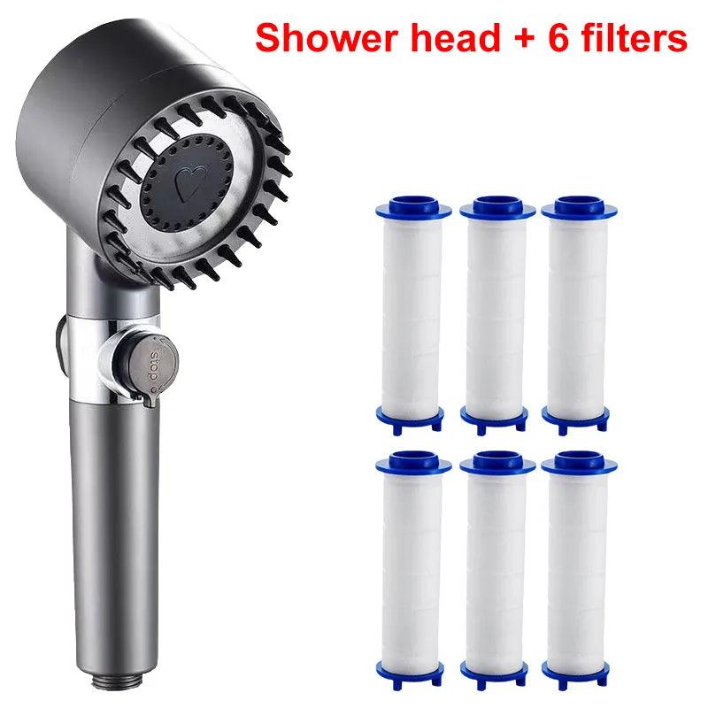 4 Modes Shower Head High Pressure Showerhead One-Key Stop Water Massage Shower Head With Filter Element Bathroom Accessories