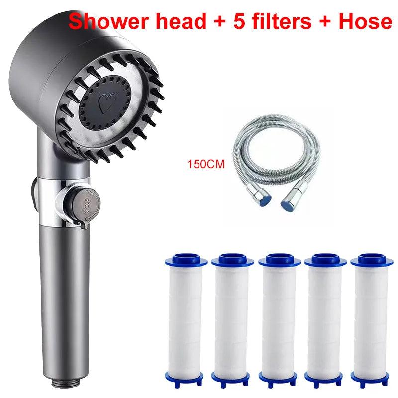 4 Modes Shower Head High Pressure Showerhead One-Key Stop Water Massage Shower Head With Filter Element Bathroom Accessories