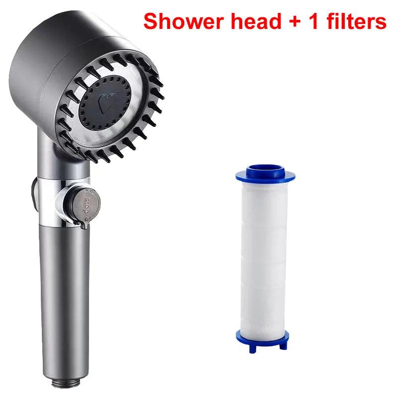 4 Modes Shower Head High Pressure Showerhead One-Key Stop Water Massage Shower Head With Filter Element Bathroom Accessories