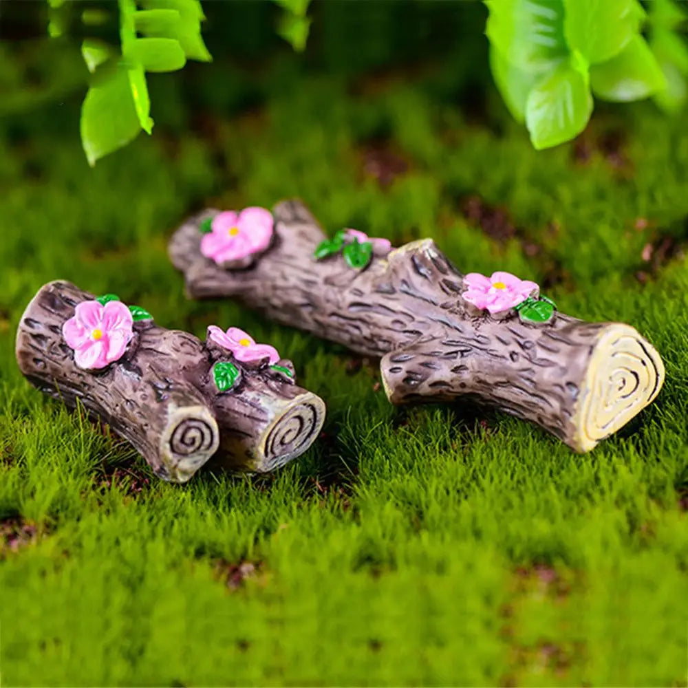 4 Pcs/set Peach Blossom Morning Glory Leave Tree Stump Bonsai Micro Landscape Moss Ornament Fairy Garden Home Decoration