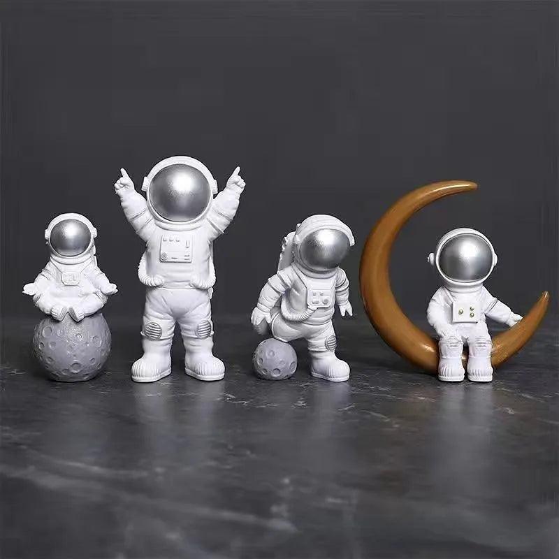 4 pcs Astronaut Figure Statue Figurine Spaceman Sculpture Educational Toy Desktop Home Decoration Astronaut Model For Kids Gift