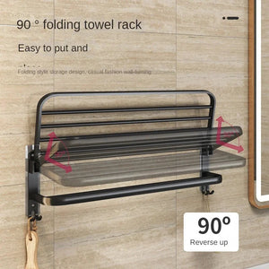 40/50/60CM No Drilling Towel Rack Movable Holder With Hook Wall Mount Shelf Aluminum Shower Hanger Rail Bathroom Accessories