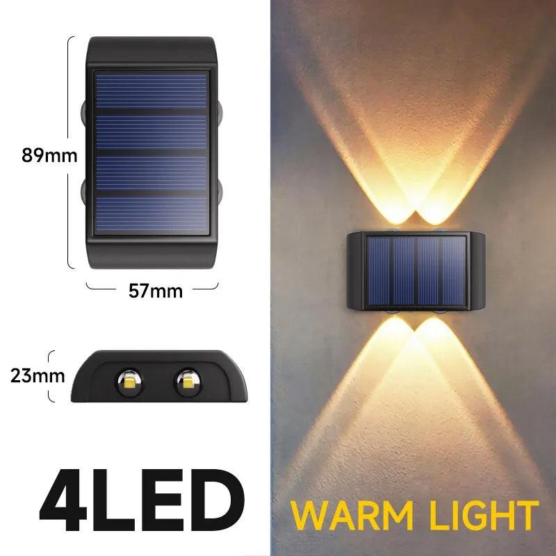 4LED Beads Up and Down Light Solar Powered Waterproof Wall Light for Courtyard Garden Carport