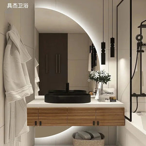 50cm diameter Wall Mirror Bathroom Luxury Half Round Toilet Nordic Mirror Light Cute Large Glass House Decorations