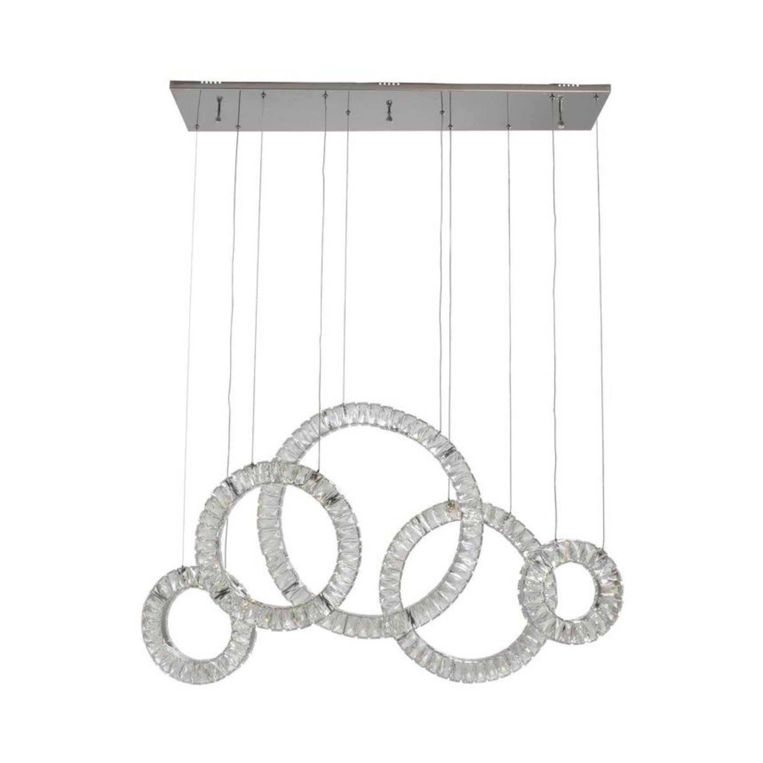 5 Hoop Crystal Progression Chandelier // Chrome