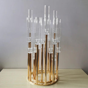 5pcs Metal Holders acrylic Candlesticks Flower Vases Wedding Table Centerpiece Pillar Stand Road Lead Party Decoration