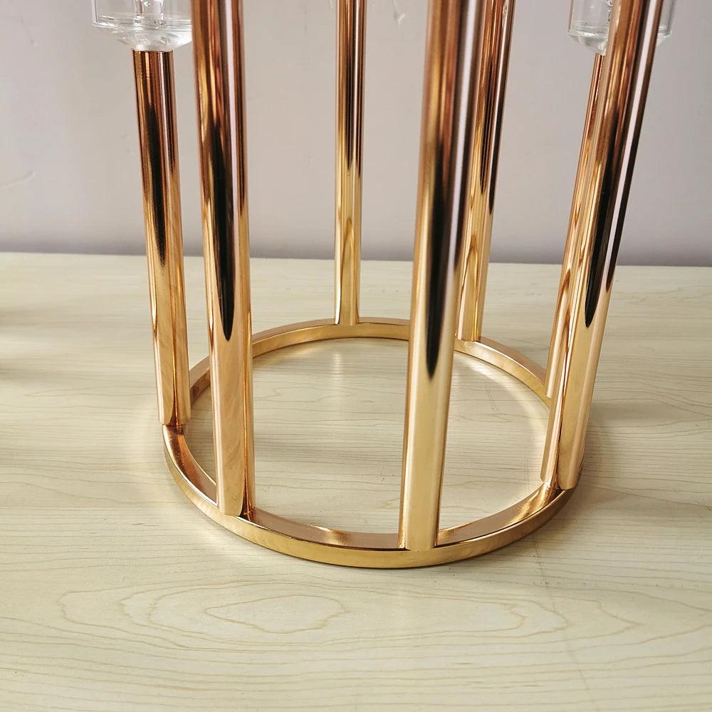 5pcs Metal Holders acrylic Candlesticks Flower Vases Wedding Table Centerpiece Pillar Stand Road Lead Party Decoration