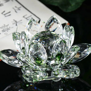 60mm Crystal Lotus Flower Glass Figurines Flowers Candle Tea Light Holder Paperweight Ornament Feng Shui Decorative Collection