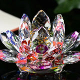 60mm Crystal Lotus Flower Glass Figurines Flowers Candle Tea Light Holder Paperweight Ornament Feng Shui Decorative Collection