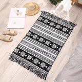 60x90cm Retro Bohemian Hand Woven Tassel Carpet for Home Living Room Window Bedside Linen Rug Table Runner Door Mat Home Decor