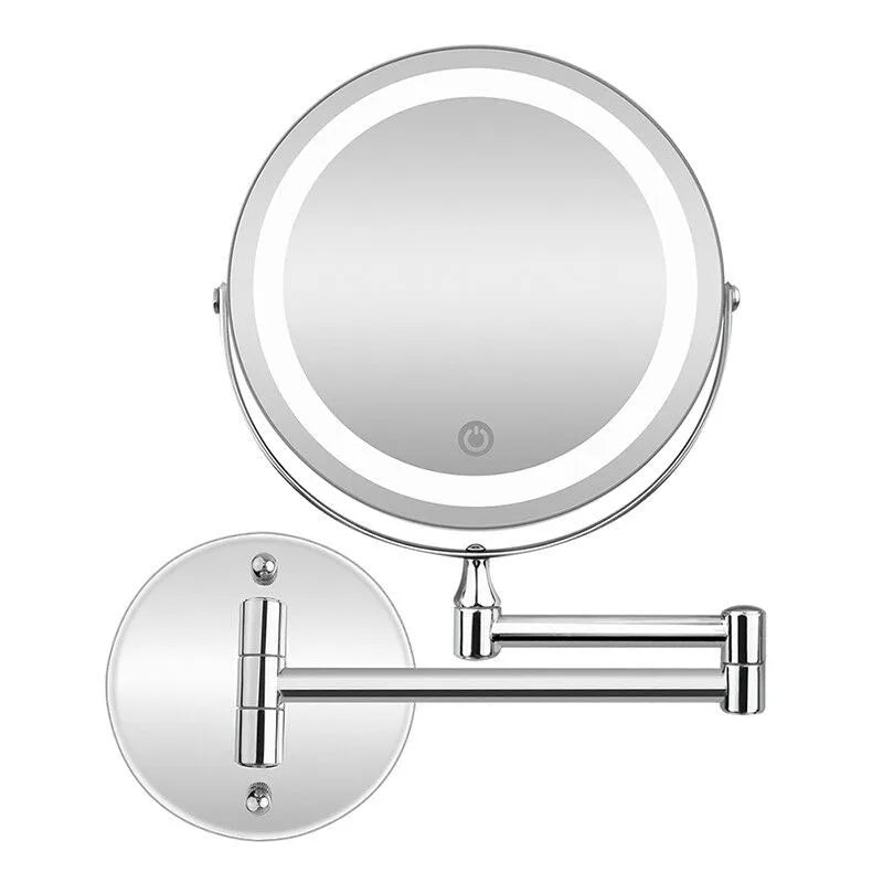 7 Inch Wall Mounted Bathroom Mirror Adjustable LED Makeup Mirror 10X Magnifying Touch Vanity Cosmetic Mirrors with Light