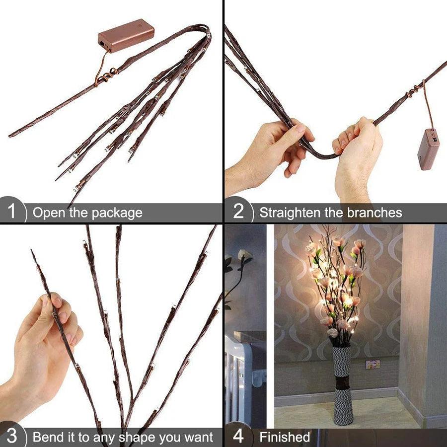 73cm 20 Bulbs LED Willow Branch Lamp Artificial Branch Willow Twig Vase Lights Battery Powered for Wedding Party Fairy DIY Decor