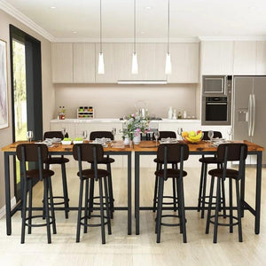 AWQM Bar Table and 4 Chairs Set Industrial Counter Height Pub Table with Bar 5 Pieces Dining Set Home Kitchen Breakfast