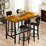 AWQM Bar Table and 4 Chairs Set Industrial Counter Height Pub Table with Bar 5 Pieces Dining Set Home Kitchen Breakfast