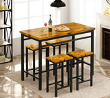 AWQM Bar Table and Chairs Set Industrial Counter Height Pub Table with 4 Chairs Table Set Home Kitchen Breakfast Table,