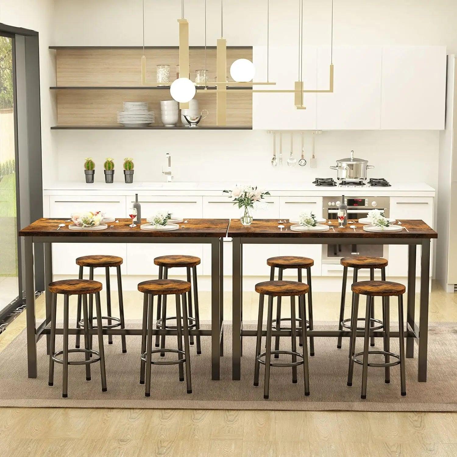 AWQM Bar Table and Chairs Set Industrial Counter Height Pub Table with 4 Chairs Table Set Home Kitchen Breakfast Table,