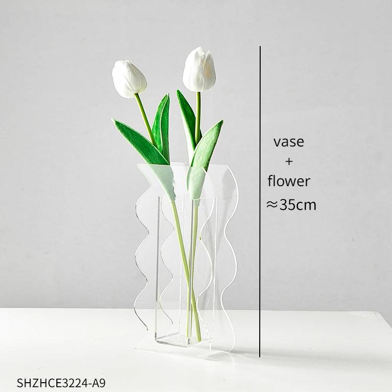 Abstract Design Vase Nordic Home Decor Acrylic Vases Modern Art Living Room Ornaments Cute Table Decoration Aesthetic Flower Pot