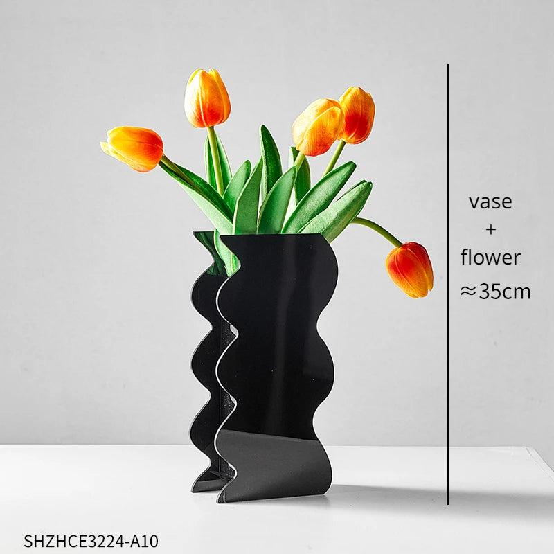 Abstract Design Vase Nordic Home Decor Acrylic Vases Modern Art Living Room Ornaments Cute Table Decoration Aesthetic Flower Pot