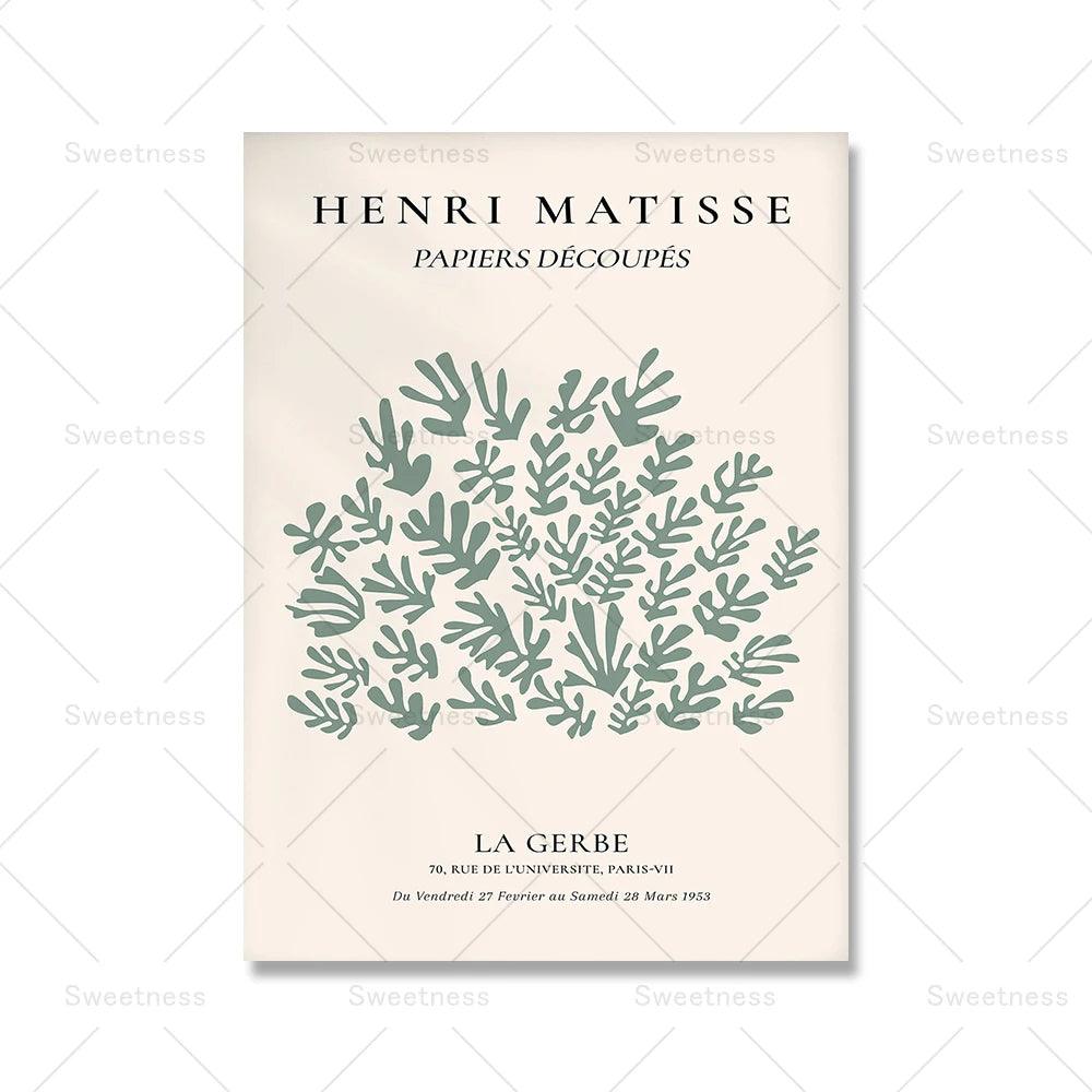 Abstract Matisse Flowers Leaf Nordic Neutral Gallery Posters And Prints Painting Wall Art Canvas Wall Pictures For Living Room