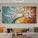 Abstract Oil Painting Print on Canvas Painting White Flower Posters and PrintsModern Floral Wall Art for Living Room Decor