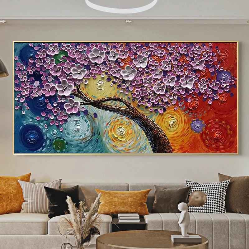 Abstract Oil Painting Print on Canvas Painting White Flower Posters and PrintsModern Floral Wall Art for Living Room Decor