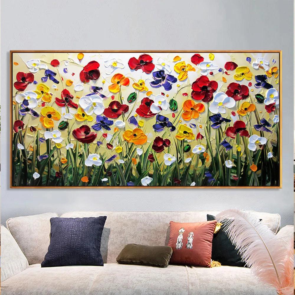 Abstract Oil Painting Print on Canvas Painting White Flower Posters and PrintsModern Floral Wall Art for Living Room Decor