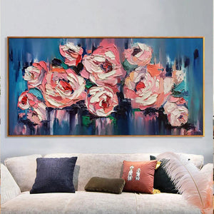 Abstract Oil Painting Print on Canvas Painting White Flower Posters and PrintsModern Floral Wall Art for Living Room Decor