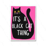 Abtract Retro Black Cartoon Cat Wall Art Poster Print Pink Canvas Girl Room Home Decor Pink Girl Funny Quotes Canvas Painting