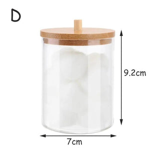 Acrylic Storage Box Bathroom Jar Makeup Organizer Cotton Round Pad Holder Cotton Swab Box Qtip Holder Dispenser with Bamboo Lid