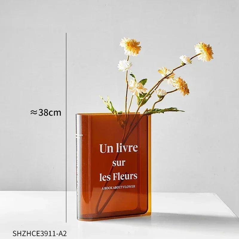 Acrylic Vase Book Vase Transparent Modern Decoration Home Table Flower Vase Wedding Hydroponic Room Plant Vases Vase Decor