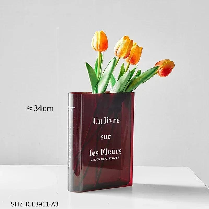 Acrylic Vase Book Vase Transparent Modern Decoration Home Table Flower Vase Wedding Hydroponic Room Plant Vases Vase Decor