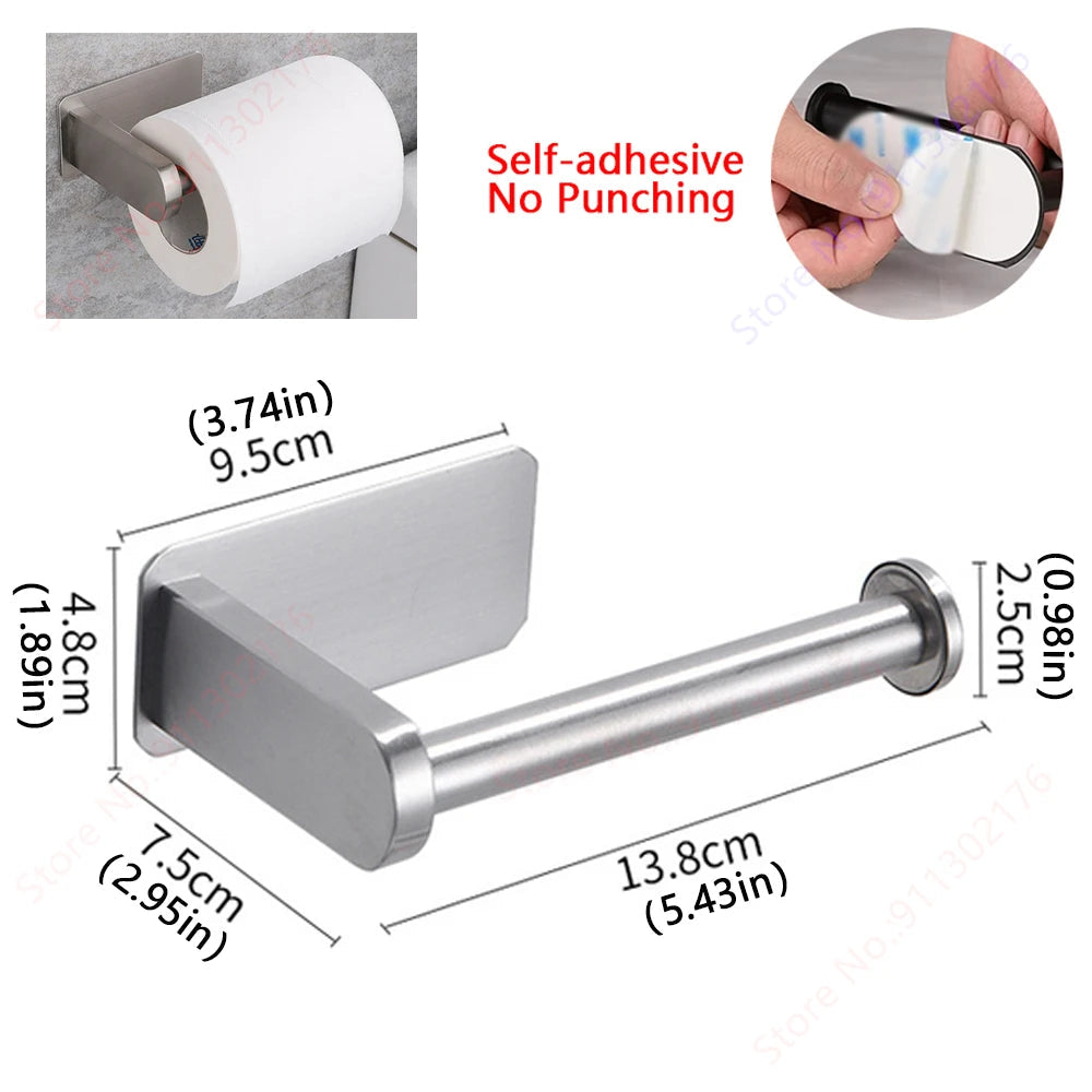 Adhesive Paper Towel Holder For Kitchen Napkin Rack Toilet Paper Holder Tissue Dispenser Cabinet Storage Bathroom Accessories