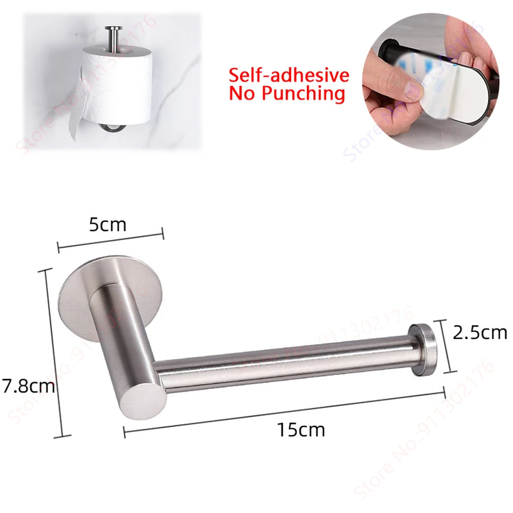 Adhesive Paper Towel Holder For Kitchen Napkin Rack Toilet Paper Holder Tissue Dispenser Cabinet Storage Bathroom Accessories