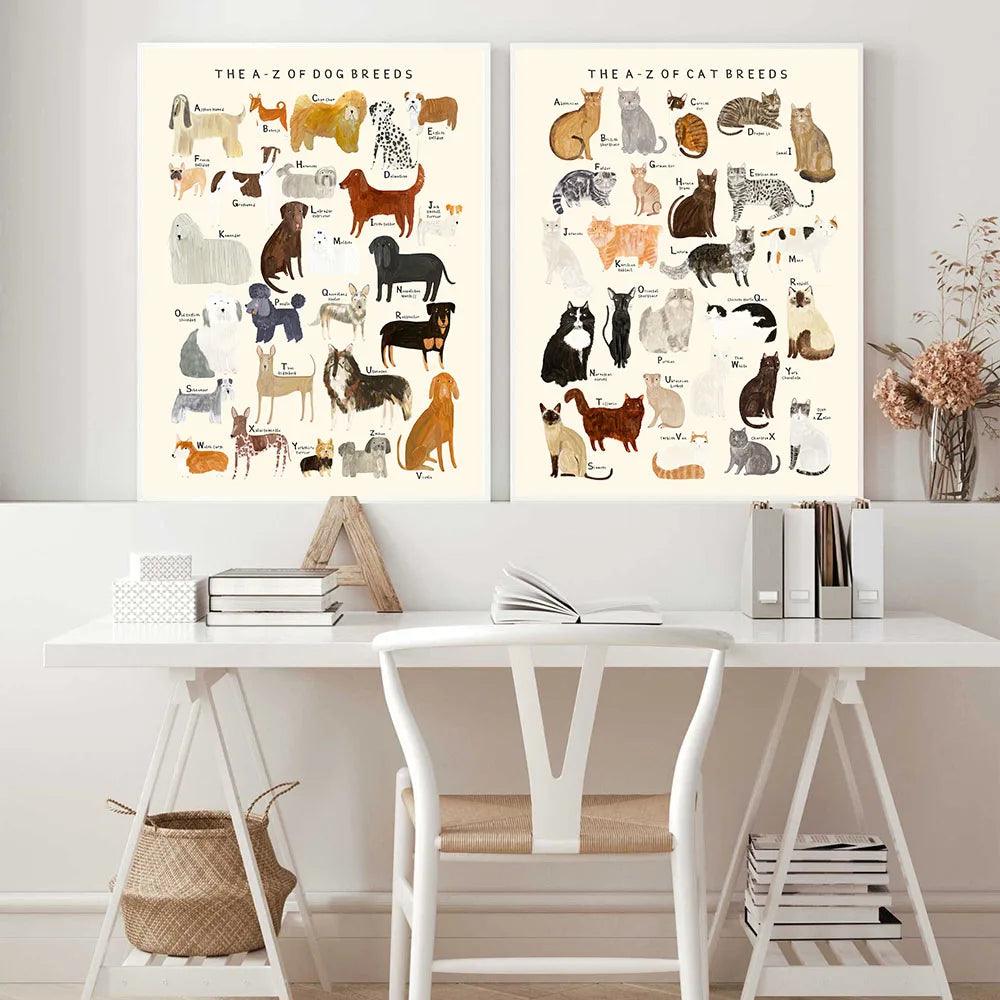 African Animals Dogs Cats Polar Whale Penguin Ocean Educational Posters Kids Room Decor Wall Art Canvas Painting Print Pictures