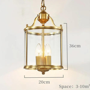 American Country Style Hanging Lamp Interior Lighting Fixtures Pendant Lights Bronze Glass Chandeliers For Living Dinner Room