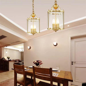 American Country Style Hanging Lamp Interior Lighting Fixtures Pendant Lights Bronze Glass Chandeliers For Living Dinner Room