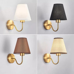 American Fabric Wall Lamp Cloth Lampshade LED Lights Sconces Bedroom Bedside Lamp Living Room Stair Home Decor Interior Lighting