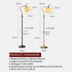 American Retro Floor Lamp Coffee Table Floor Lights Living Room Bedroom Study Hotel Room E27 LED Iron Bracket Standing Lamps