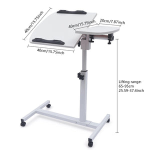 Angle & Height Adjustable Rolling Table Laptop Notebook Stand Tiltable Table Top Desk Sofa Bed Side Table