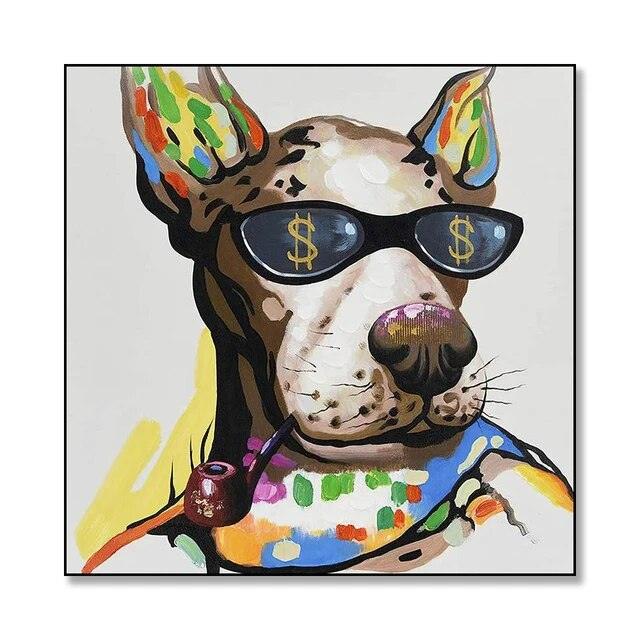 Animal Mural Smoking French Bulldog Graffiti Canvas Painting Prints Poster Abstract Cool Dog Wall Art Pictures Living Room Decor