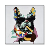 Animal Mural Smoking French Bulldog Graffiti Canvas Painting Prints Poster Abstract Cool Dog Wall Art Pictures Living Room Decor