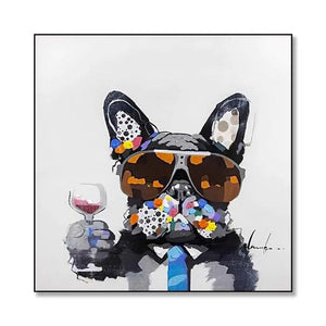 Animal Mural Smoking French Bulldog Graffiti Canvas Painting Prints Poster Abstract Cool Dog Wall Art Pictures Living Room Decor