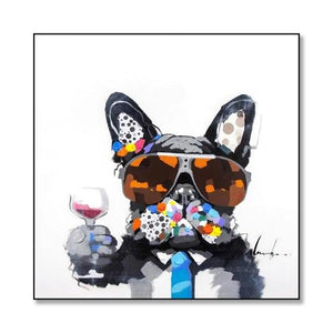 Animal Mural Smoking French Bulldog Graffiti Canvas Painting Prints Poster Abstract Cool Dog Wall Art Pictures Living Room Decor