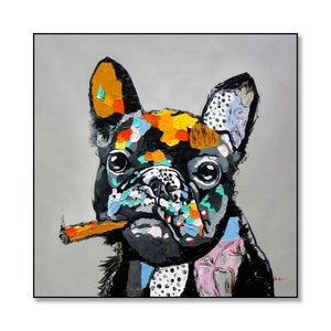 Animal Mural Smoking French Bulldog Graffiti Canvas Painting Prints Poster Abstract Cool Dog Wall Art Pictures Living Room Decor